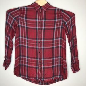 Lauren Ralph Lauren Women's Large Red Plaid Button Up Long Sleeve Casual‎ Shirt